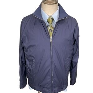 Peter Millar Jacket Mens Small Navy Blue Zip Windbreaker Jacket